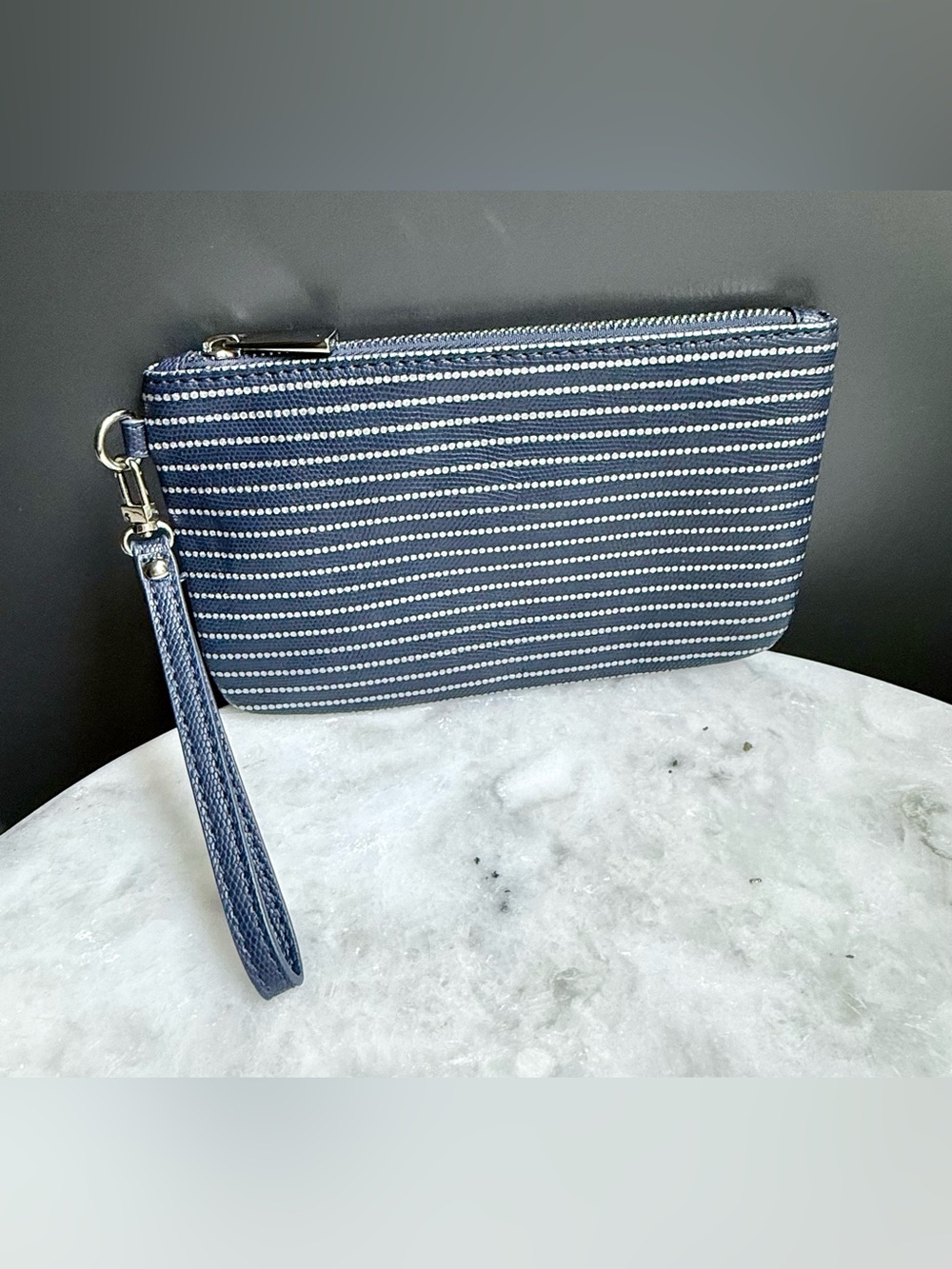 Express Navy and White Striped Wristlet Clutch